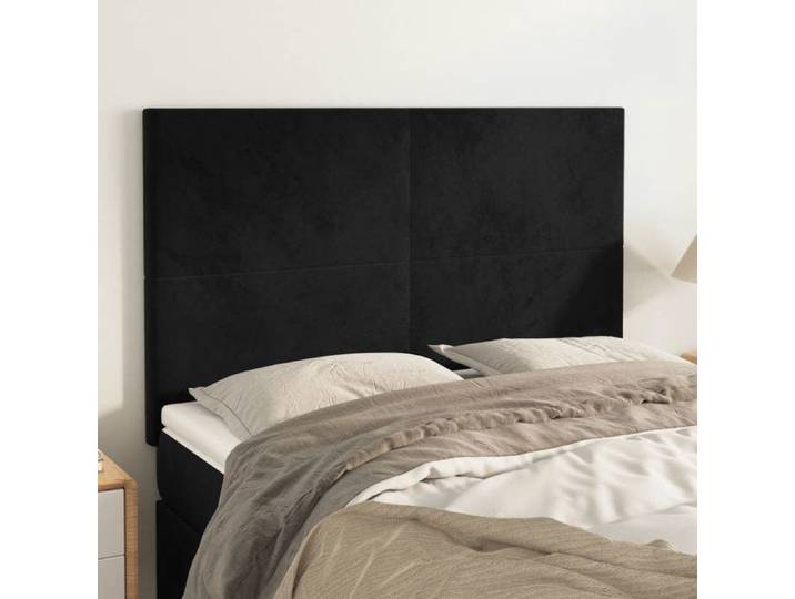 Tête de lit noire style élégant 144x5x118/128 cm velours pour chambre adulte
