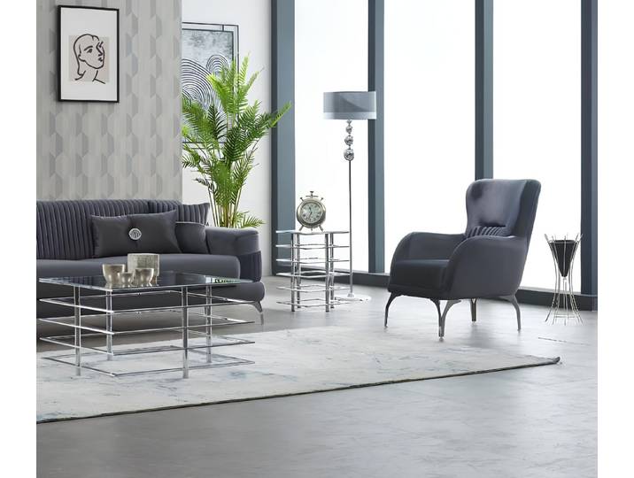 JVmoebel Sessel Eleganter grauer Polstersessel aus hochwertigem Stoff (Sessel), Made in Europa