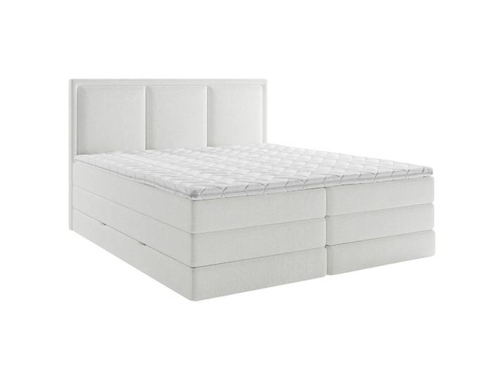 Boxspringbett, Weiß, 160x200 cm, Textil, 7-Zonen Wendematratze, Modern, MID.YOU