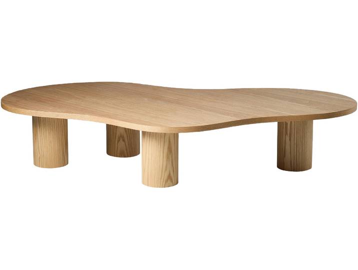 Couchtisch SALESFEVER Aven 160x85 cm zeitloses Design mit Echtholzfurnier , braun (esche natur), B:160cm H:30cm T:85cm, Holzwerkstoff mit Eschenholzfurnier, Tische, Couchtisch, Markante organische Form mit skulpturalem Charakter