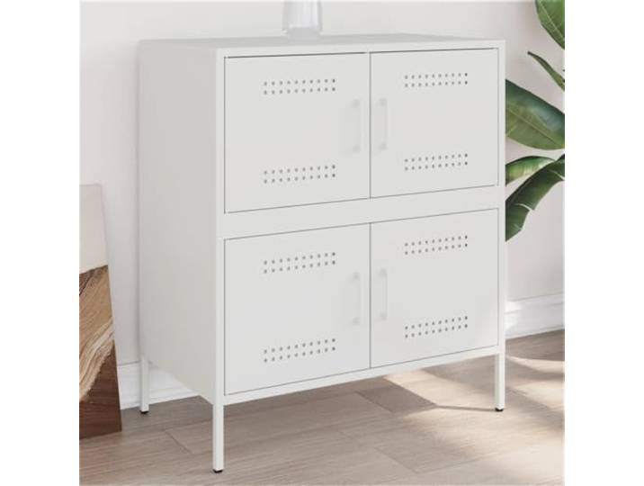 HEFZGDB Robustes Sideboard mit Stahlgestell im Industrie-Stil für Wohnzimmer und Schlafzimmer Einrichtung mit Vier Fächern für reichlich Stauraum, Modernes Sideboard Weiß 68x39x79 cm