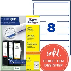 Avery Zweckform L6060-100 Ordneretiketten 34 x 192 mm - 800 Stück permanent haftend weiß, 5 cm