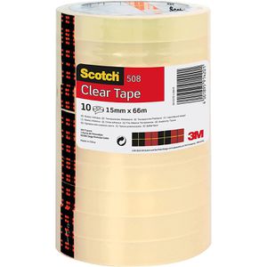 Scotch Klebeband 508, Clear Tape, 15mm x 66m, kristallklar, Kern-Ø 76mm, 10 Stück
