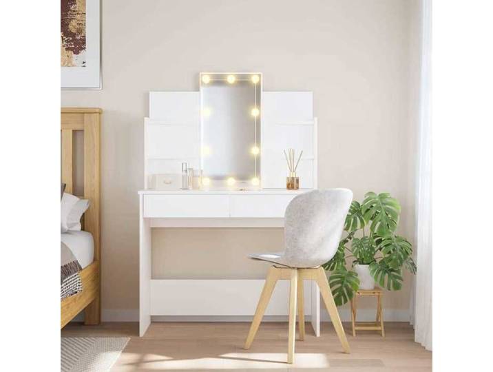 Clarence* Meuble coiffeuse avec lumières LED blanc 96x40x142 cm &Europ8115111