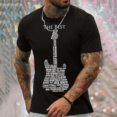 Männer Grafik T-Shirt Die Besten Gitarrenlegenden Ikonische Musiker Liste im Gitarrenform Design Musik Fan Tee