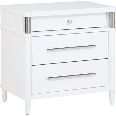 ZWYO HOSIMU "26"" 3-Drawer Nightstand Bedside Table, Contemporary Wooden End Table Side Cabinet with Hidden Cable Access for Bedroom"