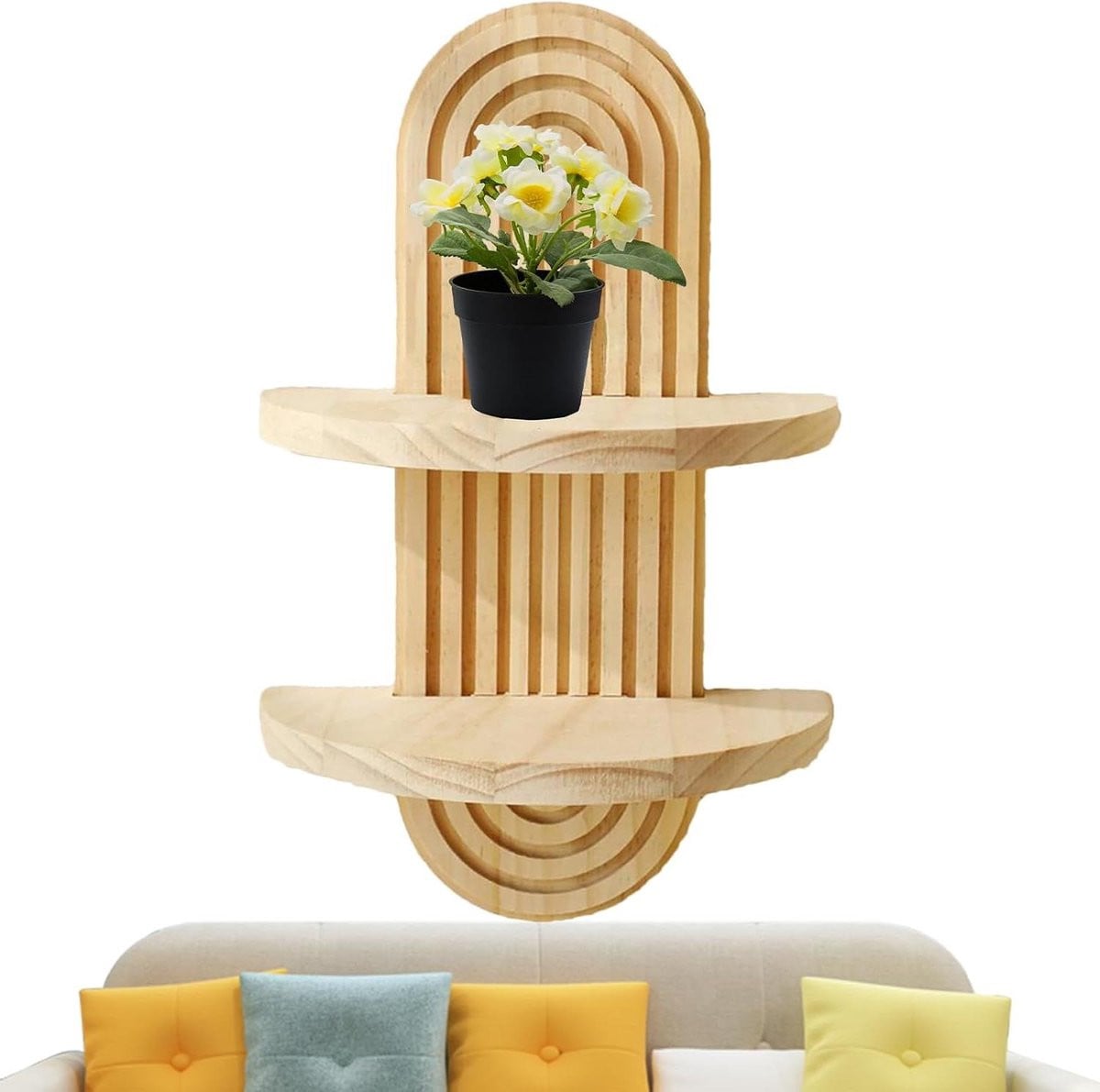 Boho Zwevende Wandplanken met Spiraalontwerp voor Decoratieve Opslag