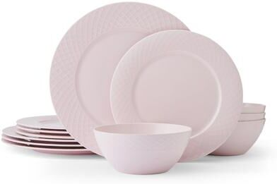 Mikasa Trellis 12-Piece Dinnerware Set, Service for 4, Pink