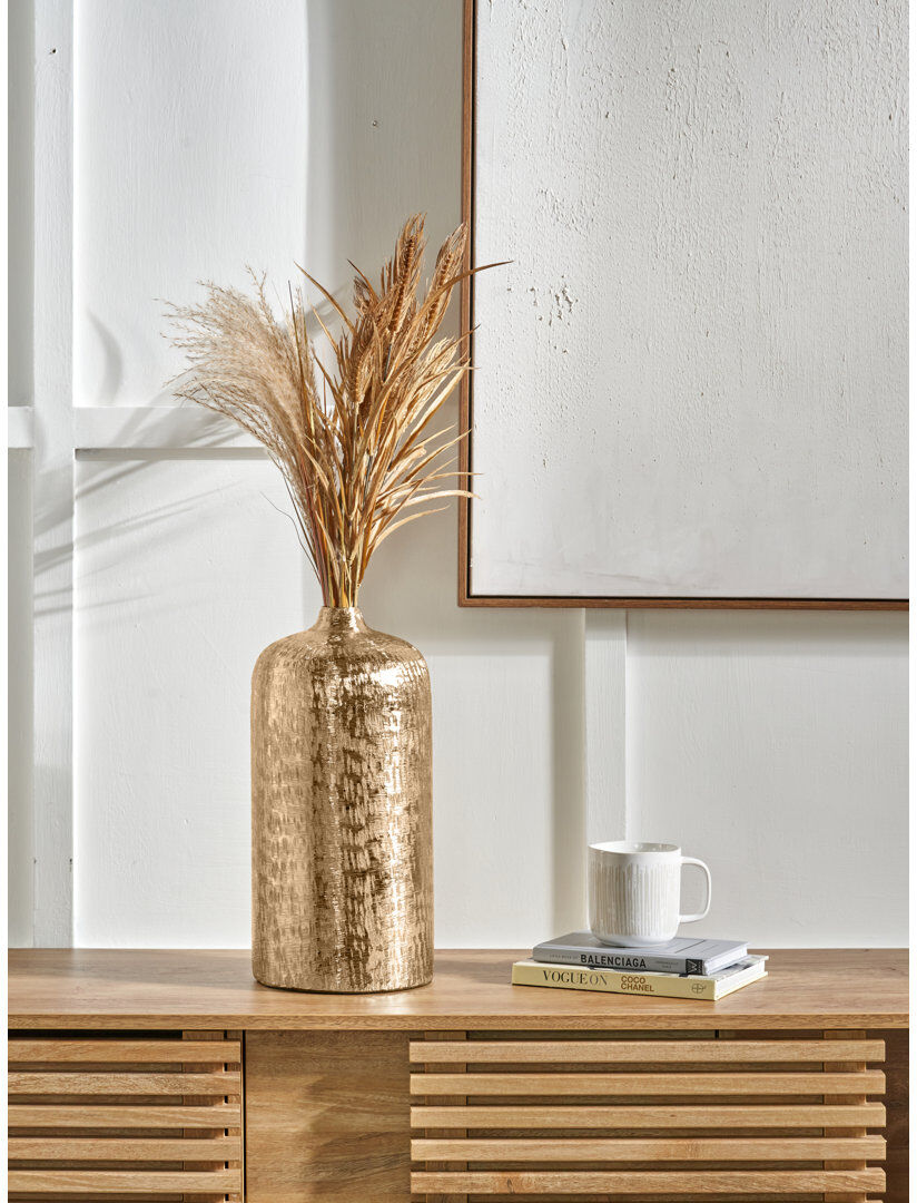 Canora Grey Handmade Aluminimum Table Vase Gold 38cm H X 19cm W X 19cm D