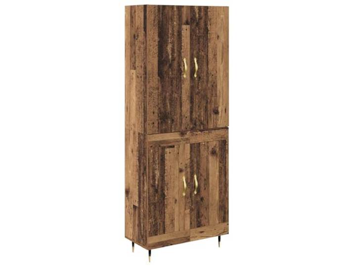HGFDVCMR Highboard Wandmontiert Altholz 69,5x34x180cm 2-teilig Schrank Platzsparende Wandkommode im Altholz-Design für Wohnzimmer und Flur. Mit robusten Metallbeinen und viel Stauraum.