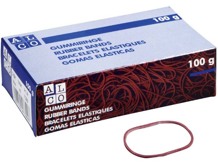 ALCO Gummibänder Gummiring Naturkautschuk 25mm rot 100g (100 Stück)