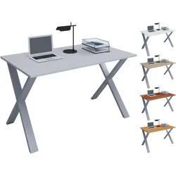 VCM, Schreibtisch, Premium Büromöbel Schreibtisch Lona X Silber (140 x 50 x 76 cm)