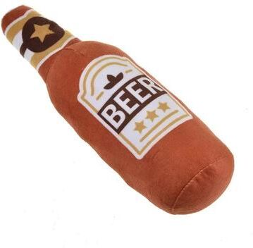 Uplift Treasures Plush Beer Bottle Dog Squeaky Toy orange