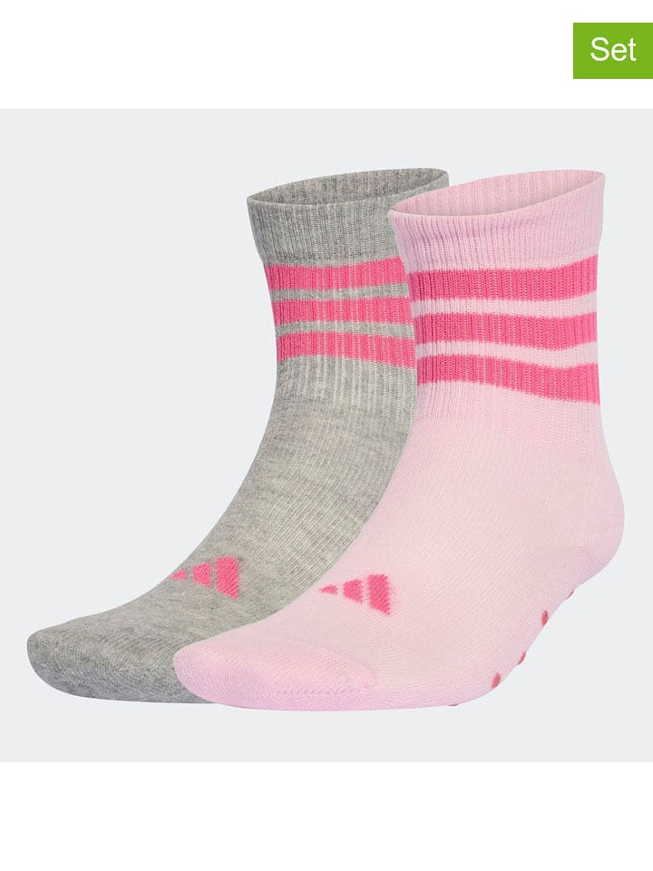 adidas 2er-Set: Socken in Grau/ Rosa - 31