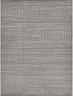 EXQUISITE RUGS Castelli Hand-loomed Bamboo Silk/Wool Grey Area Rug.
