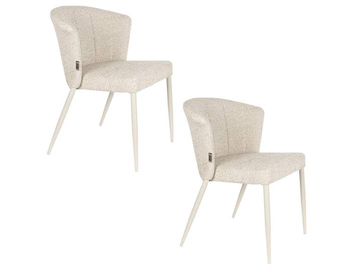 Esszimmerstuhl Delvian Soft 2er-Set – aus Bouclé - Beige - Stoff - Luxusbetten24