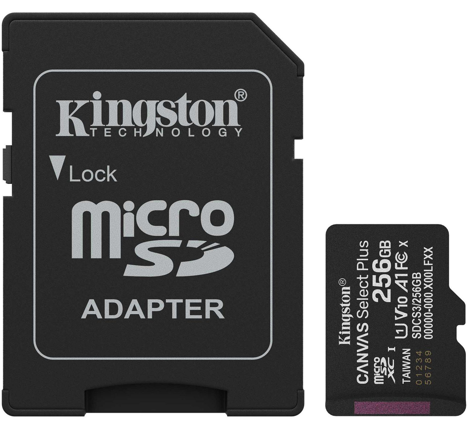 Kingston Technology 256GB microSDXC Canvas Select Plus Gen3 150MB/s A1 MicroSD-kaart met adapter