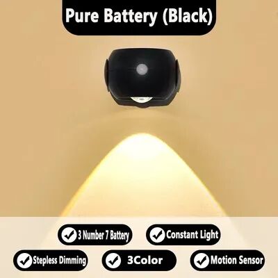 Shop Station Rotatable Motion Sensor Wall Light USB Rechargeable Wireless LED Reading Lamp black 2pcs