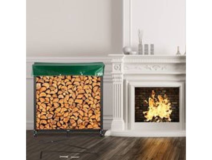 VEVOR Range Bûche Acier 183,5x36,2x122 cm Abris Bois Chauffage 590 kg Capacité Porte-Bûches avec Couverture PVC 183,5x36,2x27,5 cm pour Rangement Bûches Jardin Cheminée Intérieur & Extérieur Noir