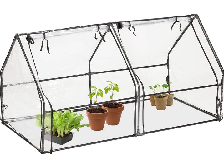 Relaxdays Folienfrühbeet, HxBxT: 92 x 180 x 92 cm, 2 Türen, Frühbeet & Aufzucht, Gewächshaus, PVC Folie, transparent