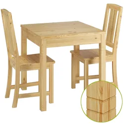 Erst-Holz Schöne Essgruppe mit Tisch und 2 Stühle Kiefer natur Massivholz 90.70-50 B -Set 22