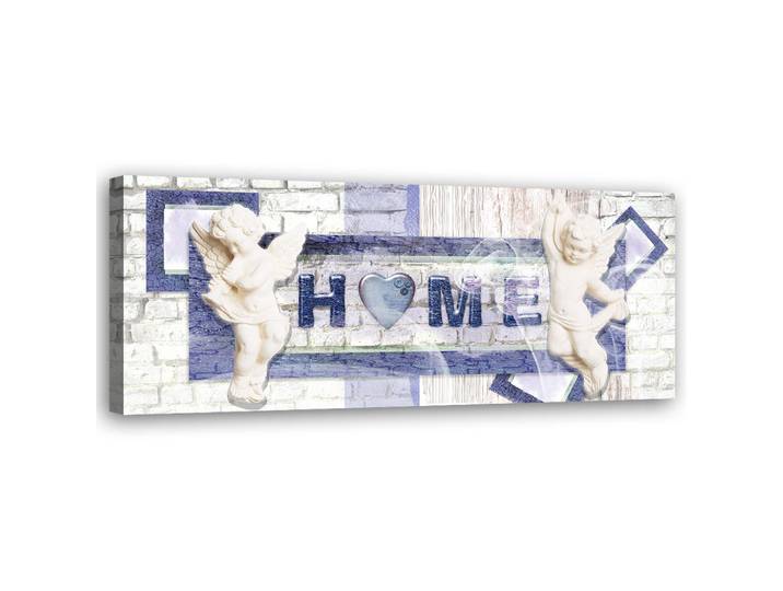 Feeby Wandbild blauer schriftzug home, Blau, Sprichwort/Zitat, Rechteckig, 90x30 cm, Bilder & Rahmen, Bilder, Leinwandbilder