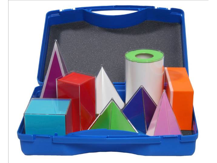 Betzold Lernspielzeug Geometriekörper, 9 Stück im Kunststoffkoffer