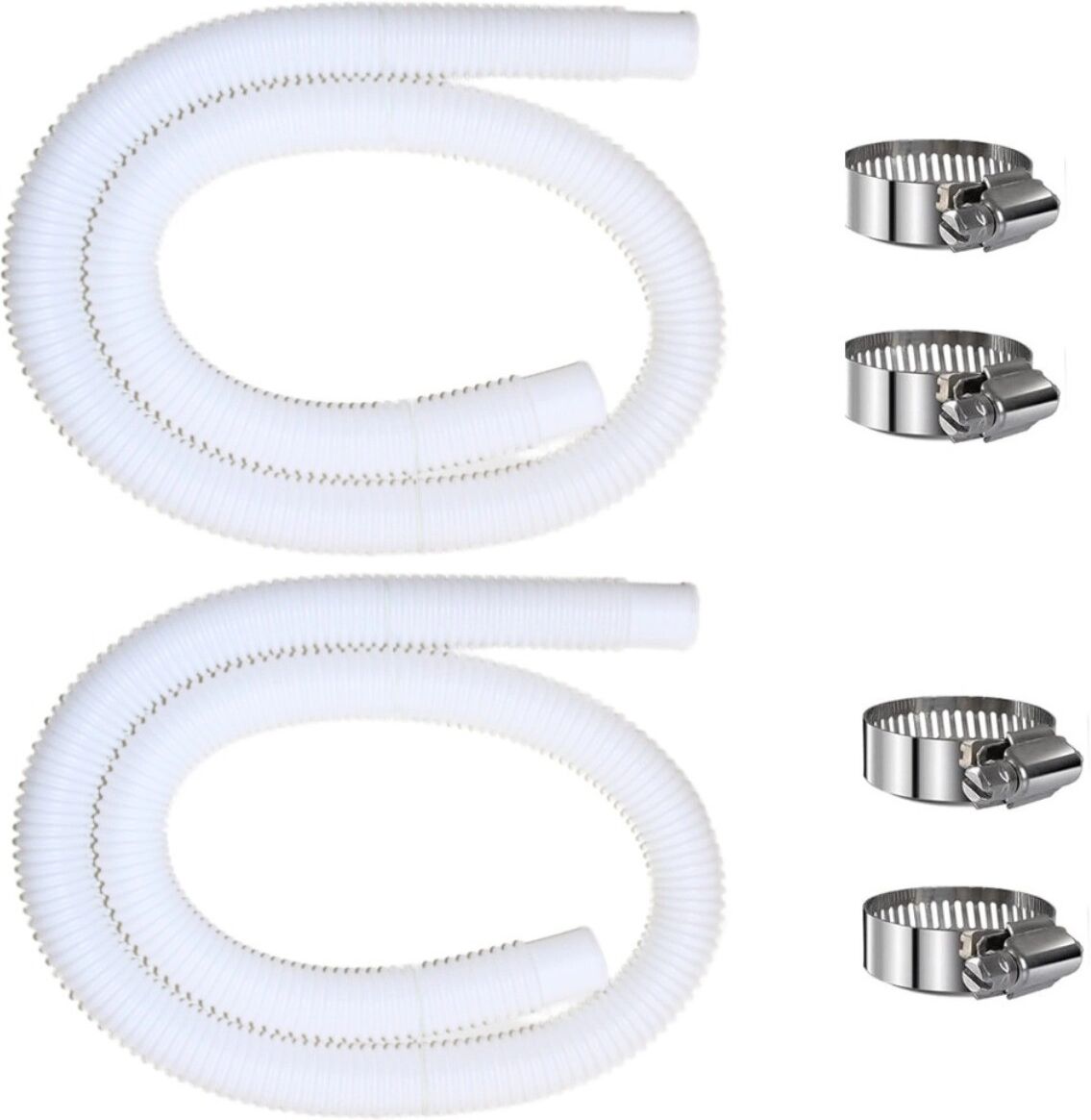 INF Kit tuyau piscine 32mm – Tuyau PE cannelé avec 2 tuyaux et 4 colliers pour piscines hors sol