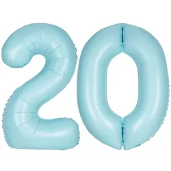 XL Folienballon hellblau Zahl 20
