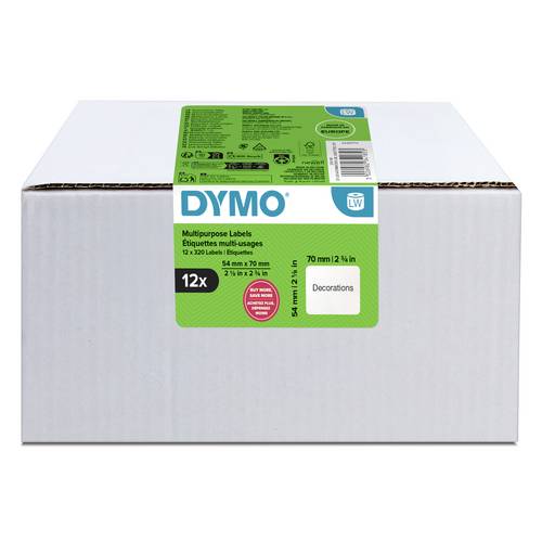 DYMO Etiketten Rolle 70 x 54mm Weiß 12 Rollen Wiederablösbar 2234185 Universal-Etiketten, CD-Etiketten, Disketten-Etiketten