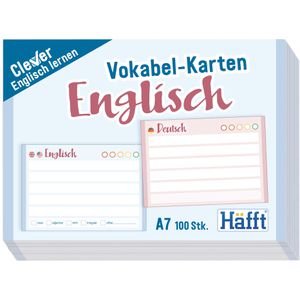 Häfft Karteikarten Vokabel-Karten Englisch, 11873-8, A7, liniert, mit Lernampel, blau & rosa, 100 Stück