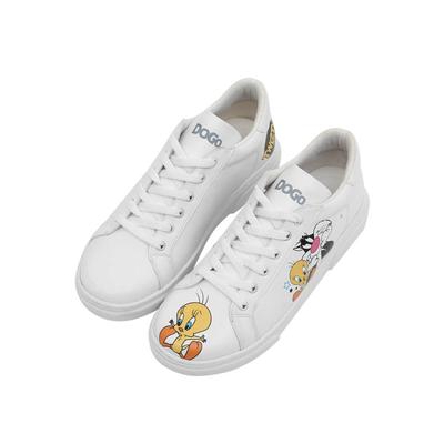 Sneaker DOGO "Ace Low-Top Sneaker Life Goes On Damen Sneaker, Ace Low-Top", Damen, Gr. 38, Normalschaft, weiß, Lederimitat, Schuhe Sneaker, Handgefertigt