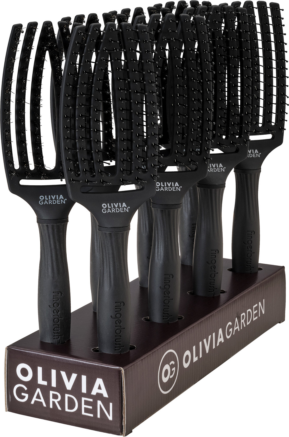 Olivia Garden Set Fingerbrush Double Medium Full Black B-2575