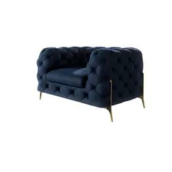 S-STYLE Chesterfield Sessel  Natalie ¦ blau ¦ Maße (cm): B: 125 H: 75