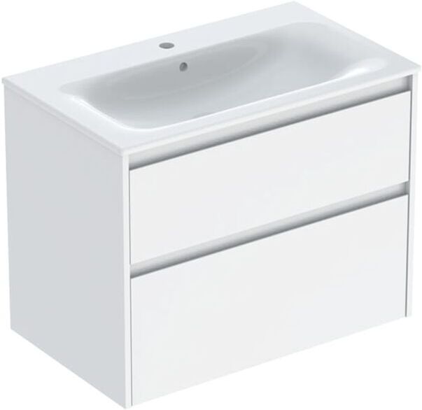Geberit Renova Plan Möbel-Waschtisch-Set 504040011 Breite 80cm, Korpus/Front weiß / lackiert seidenglanz, Waschtisch weiß