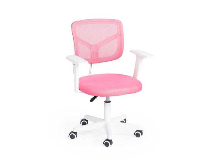Chaise de bureau - FURNITURER - Pivotante Jeunes - Rose - Maille respirante - Réglable en hauteur