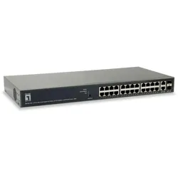 LevelOne Switch 26 Gigabit Ethernet-Ports mit 24 PoE-Ports 185W, 2 Gigabit SFP (GEP-2651)