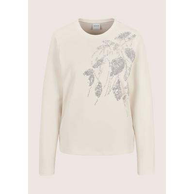 Langarmshirt MADELEINE "Shirt Sweatshirt mit Paillettenstickerei", Damen, Gr. 36, beige (perlweiß, silberfarben), Modern, weit, Rundhals, Shirts Langarmshirt