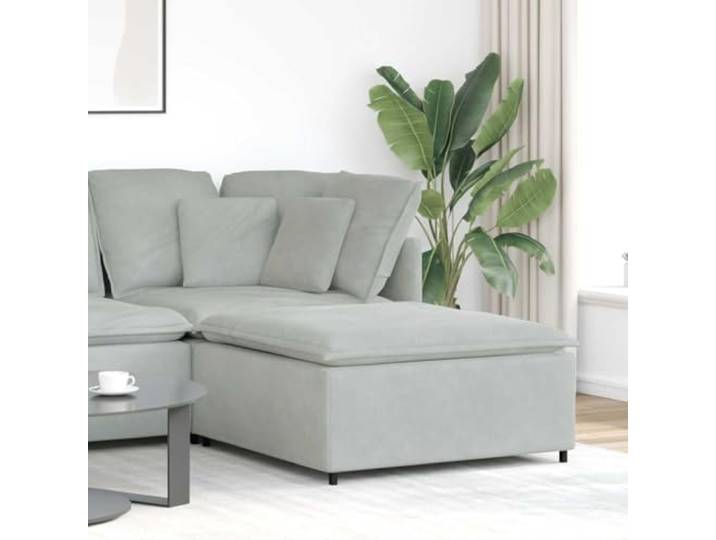 ZXQVLMRS Modulares Sofa Fußhocker-Modul 100x100x48 cm Hellgrau Samt Stabiler Metallrahmen, Ergonomisches Design, Modulare Flexibilität