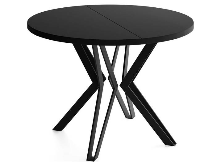 ESSTISCH Revena runder ausziehbarer, Schwarz 120-200/120/76 cm