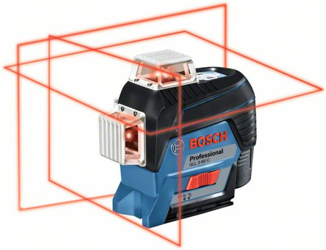 Laser ligne BOSCH GLL 3-80 C avec 4 piles LR6 (AA) de 1,5 V Adaptateur de piles (0601063R00)
