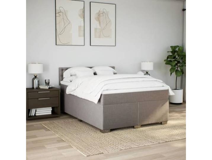 KTHLBRH Boxspringbett 140 x 190 cm Taupe Inklusive Lattenrost, Kopfteil, Matratze und Matratzenschoner, personalisierte Unterstützung