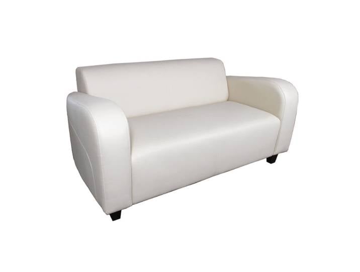 Retro Lounge Sofa Berlin 2 Sitzer Leder cremeweiß