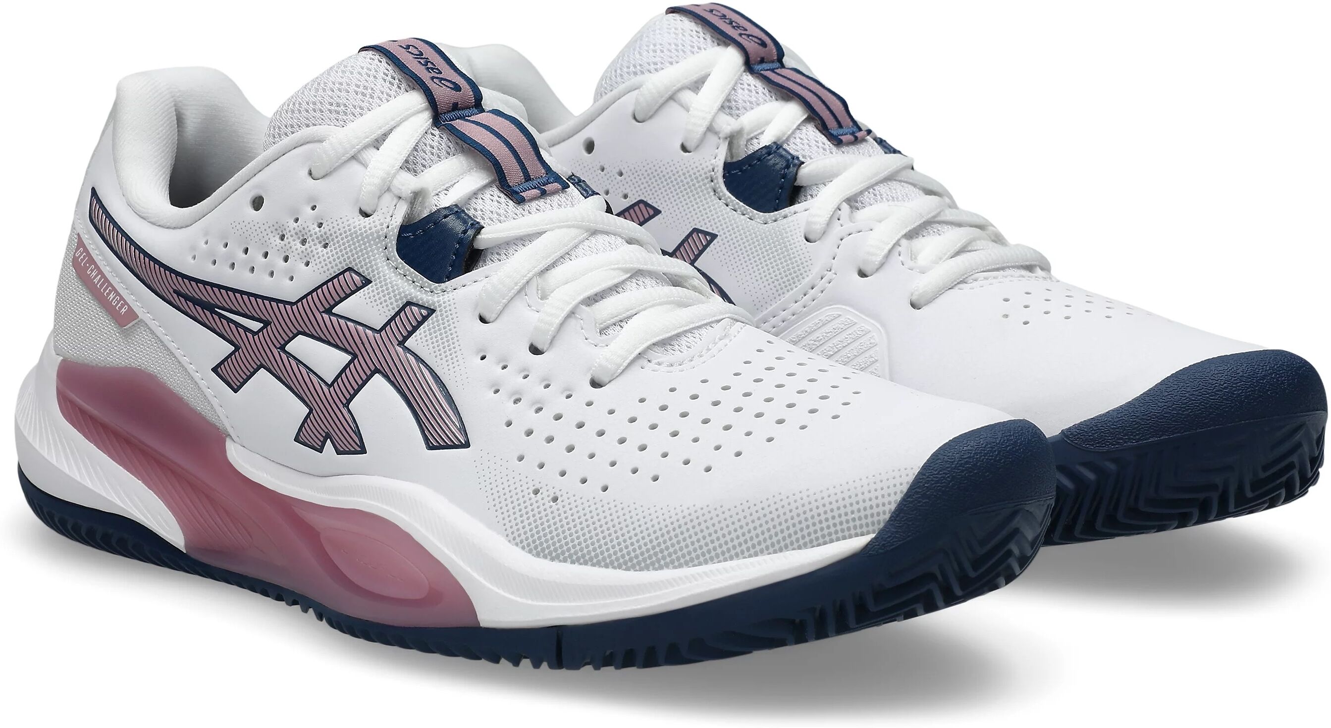 Tennisschuh ASICS "GEL-CHALLENGER 15 CLAY", Damen, Gr. 43,5, weiss (weiß, taro lila), Synthetik, Schuhe Tennisschuh, mit GEL-Technologie, atmungsaktives Obermaterial aus Textil weiß, taro lila 43,5