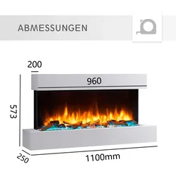 BALDERIA Elektrokamin  Ignis - Wandkamin mit Heizung 2000 W, weiss