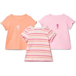 Tchibo - 3 Kinder-T-Shirts - Baby - Gr. 50/56 - weiß