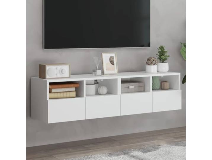 HEFZGDB TV-Wandschränke 2 Stück Weiß 60x30x30 cm aus Holzwerkstoff mit Ablagen und Fächern für Stauraum und Organisation