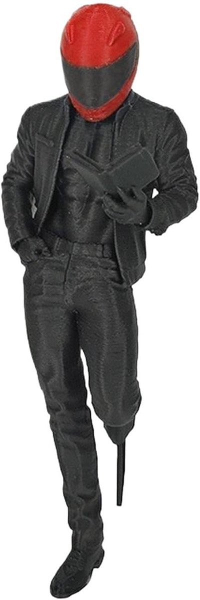 Lezende Biker Boekensteun Decoratie Rood - 14 x 10 x 45 cm