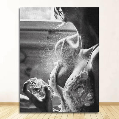 Inspire Curations Vintage Perfume Lady Canvas Poster Elegant Fashion Wall Art Decor b 40x60cm Unframed