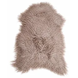 LAMMFELL Island Langhaar natur lockig weich Premium Hell Taupe ca. 125 cm